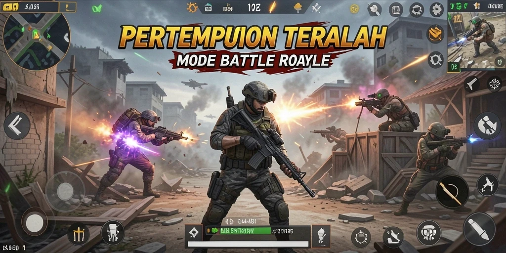 Screenshot gameplay seru dari 3446 dalam mode Battle Royale.