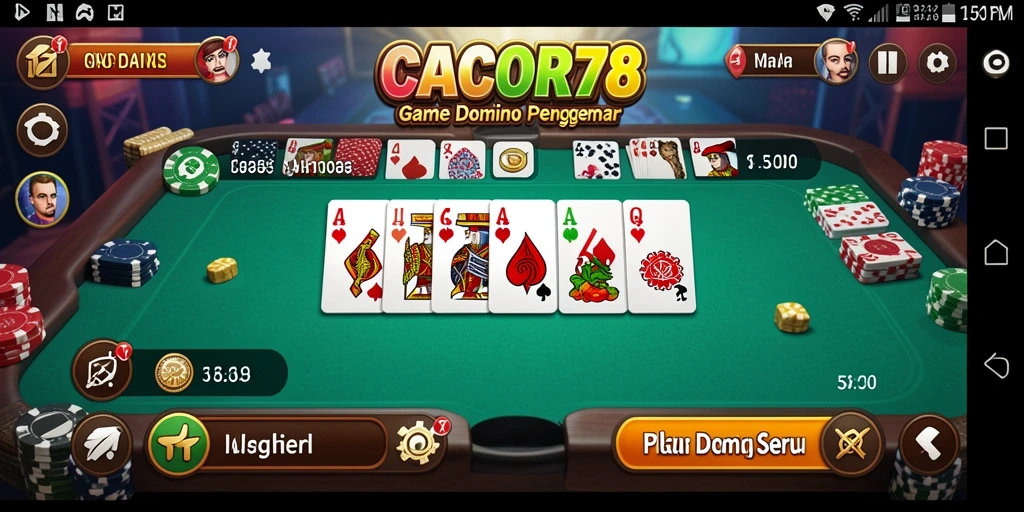 Tangkapan layar dari gameplay seru CACOR78 yang menampilkan pemain bersaing dalam permainan Domino.