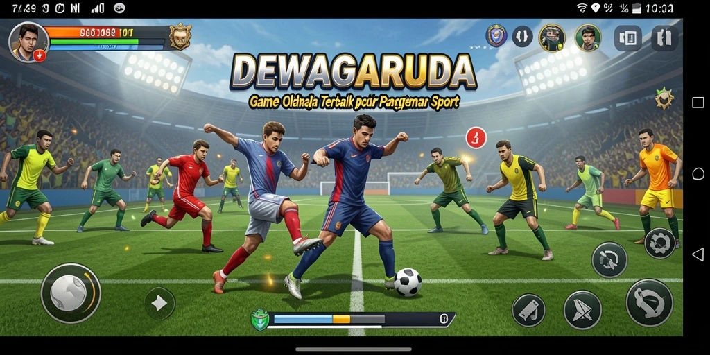 Tampilan gameplay DEWAGARUDA dengan aksi olahraga yang mendebarkan.