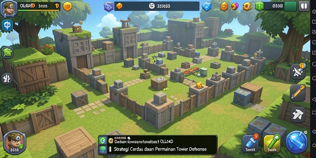 Tampilan gameplay menakjubkan di OLLO4D, penuh aksi pertahanan menara.
