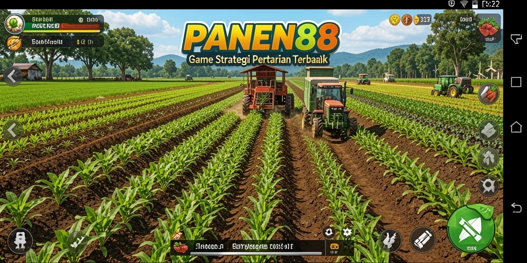 Tampilan gameplay <strong>PANEN88</strong> yang menarik dengan ladang yang subur.