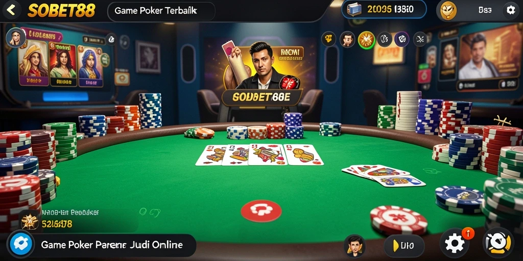 Tampilan menarik dari gameplay Poker di SOBET88.